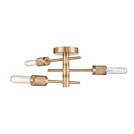 Module 15'' Wide 3-Light Semi Flush Mount - Burnished Brass